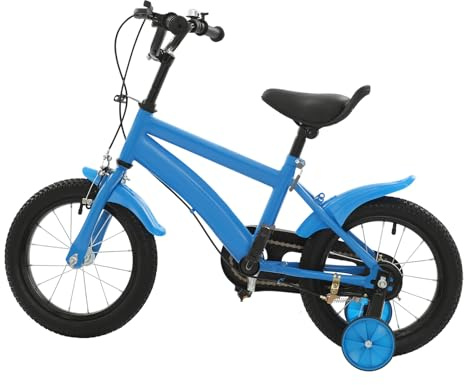 KKVUIIFF - 14 Zoll Kinderfahrrad, Kinder Fahrrad mit Stützräder, Kotflügel & Sitzarmlehne, Fahrrad für Anfänger, Mädchen und Jungen
