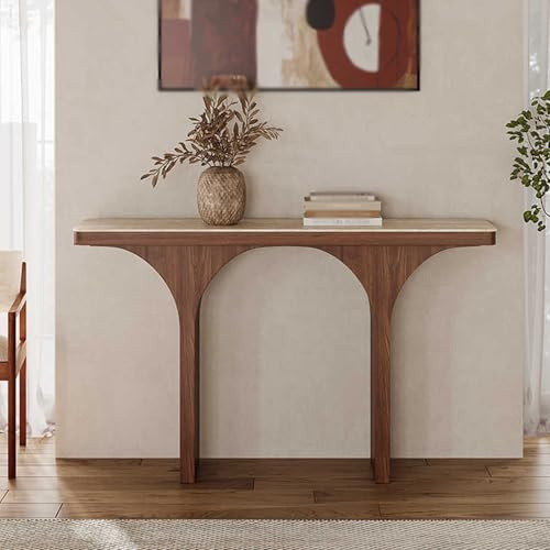 Dexinhdh Table Console Moderne pour Entrée, Étroite, avec Plateau en Imitation Marbre Et Pieds Arqués. Meuble Décoratif en Bois Massif pour Salon, Couloir Ou Hall D'entrée