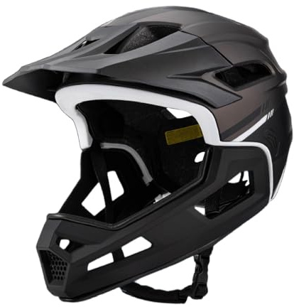 Full Face MTB Helmet with Detachable Chin Guard - Adjustable Bike Helmet for Cycling, Skateboarding, Climbing, Mountain Road Bike, BMX - 56cm-62cm- Black