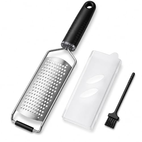 3Pcs Grater Set, Handheld Cheese Grater with Handle, Small Cheese Grater for Parmesan Nutmeg Ginger Garlic, Stainless Steel Graters for Kitchen Dishwasher Safe - Black