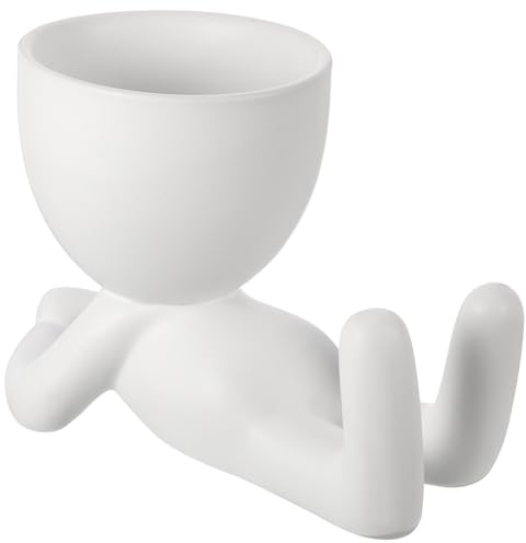 SEWOART Pot de Fleurs en Céramique Blanche pour Succulentes et Cactus, Mini Jardinière Décorative Silhouette Humaine, Pot Unique pour Plantes Grasses, Intérieur Bureau et Jardin,