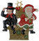 Zinnfigur Kaminkehrer und Weihnachtsmann auf Schornstein