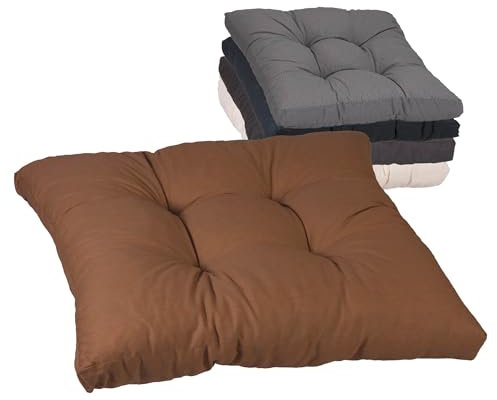 Beo Sitzkissen für Lounge- und Paletten-Möbel | Sand | Gr. 60x60 cm, 10 cm dick | Gesteppt | Bezug 60% Baumwolle/40% Polyester | Wasser- und Fleckabweisend | Öko-Tex-Standard