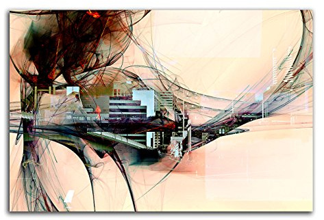 Paul Sinus Art Abstrakte Skyline - Abstrakt328_60x80cm Bild auf Leinwand Architektur Technik Abstraktes Motiv einteiliges Dekobild Kunstdruck auf Keilrahmen