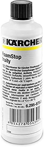 Kärcher FoamStop Fruity, mit dem flüssigen Entschäumungsmittel wird störender Schaum aufgelöst, allergenfreier und fruchtiger Dufrt, 125 ml Konzentrat ergeben verdünnt 125 l Flüssigkeit