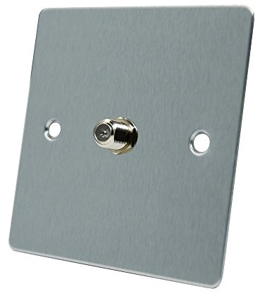 AET FSC1GSKY 1-Gang Satin Chrome Flat Sky F Type Socket for Satellite Outlets