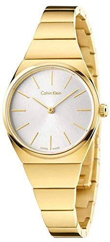 Calvin Klein Damen Analog Quarz Uhr mit Edelstahl Armband K6C23546