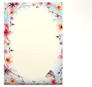 Blumen und Schmetterlinge Frühlingsreigen Briefpapier - 100 Blatt Motivpapier