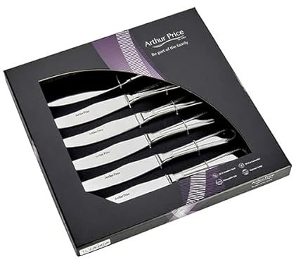 Arthur Price Every Day Bead Steak Knives, Stainless Steel, Silver, 26.4 x 26.6 x 4 cm