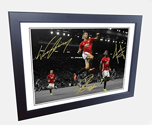 12 x 8 A4 signiert Zlatan Ibrahimovic Paul Pogba Wayne Rooney Manchester United Autogrammkarte Foto Bild