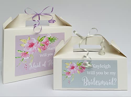 Personalised Will You Be My Bridesmaid Flowergirl Maid of Honour Gift Box Flowers