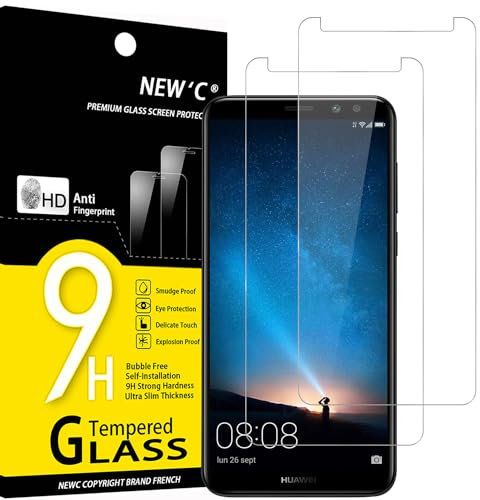 NEW'C 2 Stück für Huawei Mate 10 lite für Panzerglas, Frei von Kratzern, 9H Härte, HD Displayschutzfolie, 0.33mm Ultra-klar, Ultrabeständig