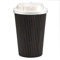 We Can Source It Ltd – 8oz Disposable Black Ripple Paper Cups with White Lids – Insulated Black Paper Cups with 3 Ply Construction – for Tea, Coffee, Hot Drinks– 500Pc