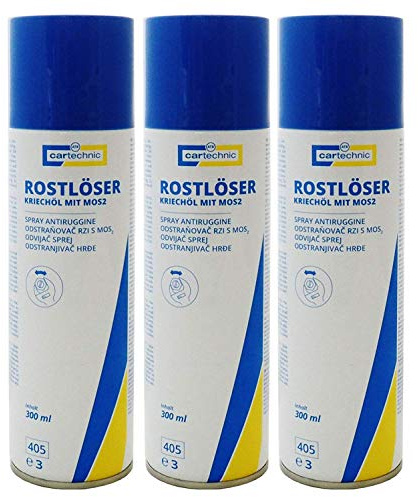 12x cartechnic Rostlöser Spray 300ml, Kriechöl mit MOS2, Korrosionsschutz