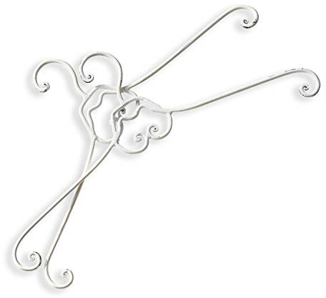 Loberon Kleiderbügel 2er Set Guin, kunstvoll geformt, romantischer Shabby-Look, filigranes Design, Antik-Finish, Garderobe, Aufbewahrung, Eisen, antikweiß