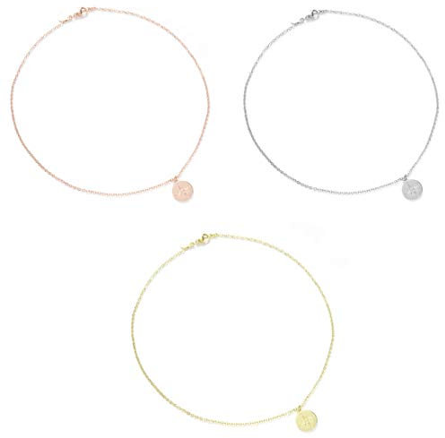 Kim Johanson Edelstahl Damen Halskette *Kompass* in Silber, Gold & Roségold mit einem Anhänger Travel Boho Schmuck Multilayer Kette verstellbar inkl. Schmuckbeutel (Silber + Gold + Roségold)
