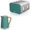 Swan Nordic Set Desayuno Kabelloser Wasserkocher, 1,7 l, 2200 W, Brot-Toaster mit breitem Schlitz, 4 Scheiben, 3 Funktionen, modernes Design, Holzeffekt, Grün
