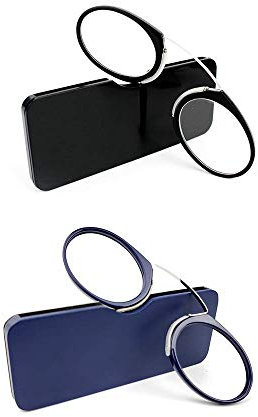KoKoBin 2 stueck Unisex Lesegläser Kompakte Sehehilfe Mini Nose Clip Bügellose Lesebrille Rutschfest Lesehilfe- Immer griffbereit +2.0