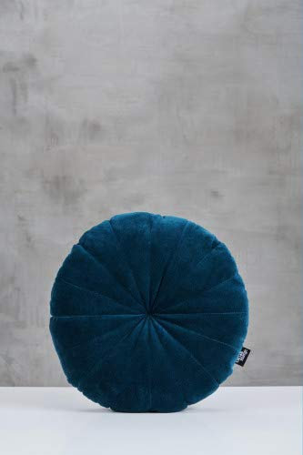 Samt Kissen gefüllt Kissen Rund Sitzkissen Barhocker Kissen Boden Kissen Stuhlkissen für Innen Kissen Mimmja Farbe: Pacific Blue/Petrol/Blaugrün aus 100% Baumwolle