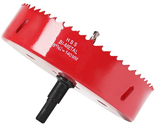 Hole Saw 140 mm, 30 mm Bi-Metal Cutting Depth HSS M 42 Hole Cutter for Cutting Wood, Plastic, Drywall, Plasterboard and Soft Metal Sheet