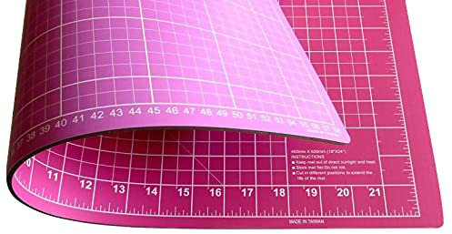 Schneidematte A2 7-lagig mit cm und inch Skala zum Nähen, Basteln und Quilten (60 x 45 cm) (pink/flieder)
