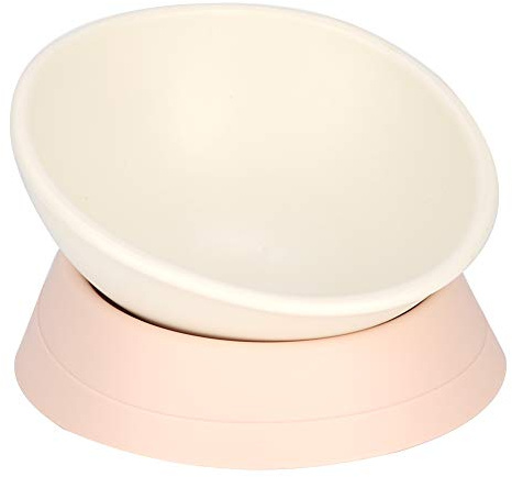 Jeanoko Bulldog Bowl Lovely Cute Pet Tilted Bowl Detachable Dog Bowl Dog Slanted Bowl Pet Feeder Slope Base Resistance To Bite for Small Cats Dogs(white) dog daily necessities