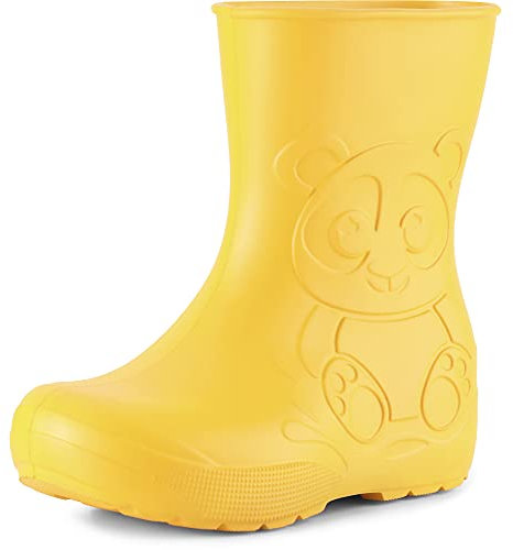 Ladeheid Stivali pioggia bambino e Bambina in EVA Stivaletti Pioggia per bambini in gomma e resistenti LA-CA-10 (Giallo, 22/23 EU)