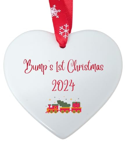 Second Ave Bump's First Christmas Weihnachtskugel zum Aufhängen, Keramik, Weiß