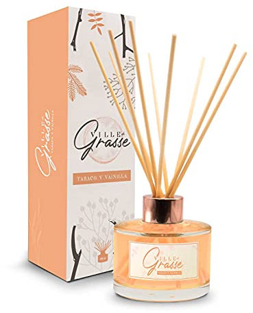 Ville de Grasse SENSAODOR, Ambientador, Mikado 100ml, Empresas, Hogar, Ambientación y Decoración (Tabaco-Vainilla, Individual (100 ml))