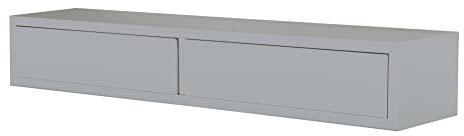 MODULARREDO | Domino, Wandregal mit Schublade, Nachttisch, Wandregal, 88,2 x 13,4 x 20 cm, Grau – Made in Italy