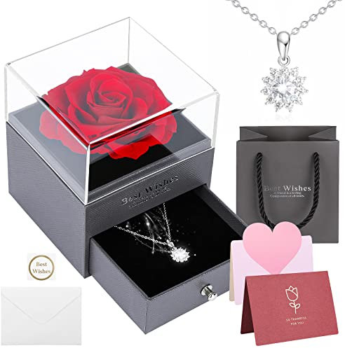 TAIYOU Geschenkbox Rosenbox Echte Rose für Frauen Konservierte Rose Handgefertigte für Valentinstag Geburtstag Hochzeitstag Muttertag Jahrestag