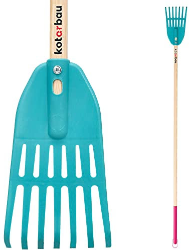 KOTARBAU® Rastrello foglie robusto 7 denti con Manico, Scopa per Foglie, Scopa a ventaglio, rastrello Giardino foglie, in plastica rastrelli olive
