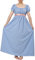 COSDREAMER Women Medieval Victorian High Waist Retro Regency Dress Ladies Retro Ribbon Ruffled Puff Sleeve Dress Light Blue