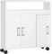 kleankin Armario de Baño con 2 Estantes Abiertos 3 Puertas y Balda Interior Ajustable Mueble Auxiliar de Almacenaje con Ruedas para Salón Cocina Dormitorio 70x20x71 cm Blanco