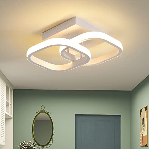 Deckenlampe,24W LED Deckenleuchte,3000K Modern Kreative Quadratisch Deckenlampen,Deckenbeleuchtung Lampen für Balkone Flurgarderobe Schlafzimmer Badezimmer Flur Keller Küche Gang Balkon Weiß(24*24cm)