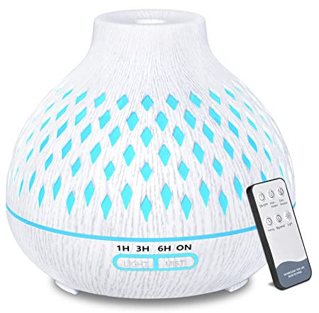 SPLITSKY 400ML Essential Oil Diffuser, Large Room Cold Fog Air Scent Diffuser, Home Electric Aromatherapy Machine with Remote Control, 10 Hours of Quiet Operation, 7 LED Lights, Timer