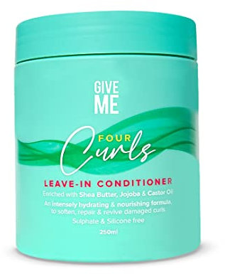 Give Me Cosmetics Four Curls, Leave In Conditioner, Curly Hair Products, Intense Hydration, Moisturizes and Defines Curls with Castor, Jojoba, Coconut Oil, Shea Butter, Sulfate Silicone Free