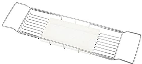 ACiyD Badewannen-Ablage, Edelstahl-Caddy-Ablage, Badewannen-Ablage für Dusche und Badewanne, Telefon-Pad, Buchhalter, Becherhalter, Badewannen-Ablage, Badewannen-Tischregal (Silber)