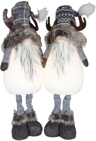 Brandsseller Weihnachtswichtel 60 cm mit LED – Skandinavische Figuren, detailreiche GNOME als dekorative Winterdeko für Tisch, Fenster & Wohnzimmer, Paar