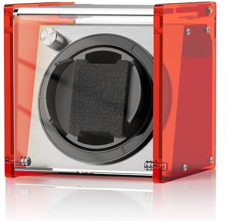 Watch Winder Smith Uhrenbeweger aus halbtransparentem PE Kunststoff für 1 Uhren (Rot)