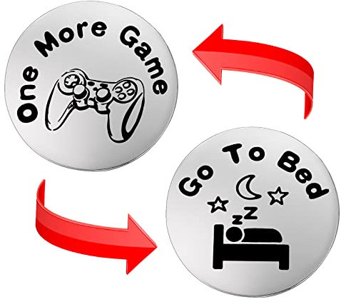 Cobee Funny Flip Coins, doppelseitige Gaming Neuheitsmünze One More Game/Go To Bed Gift Decision Maker Coin Geschenke für Freund, Freundin, Ehemann, Sohn, Liebhaber, Geburtstag