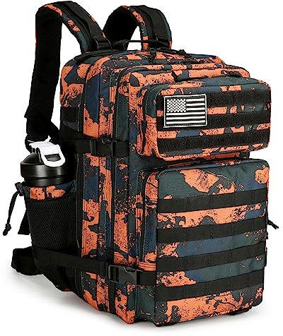 KXBUNQD Militärischer taktischer Rucksack, 45 l, Wanderrucksack, für Herren und Damen, Molle-Armee-Rucksack, Tagesrucksack für Camping, Angeln, Reisen, Mars Camo, Tagesrucksäcke