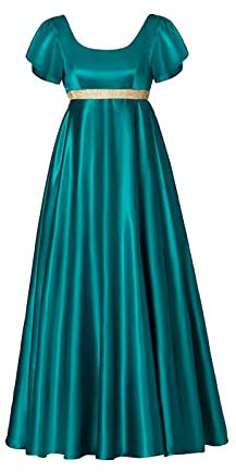 Gothden Women Vintage Regency Dresses High Waist Retro Regency Dress Ladies Retro Ribbon Ruffled Puff Sleeve Dress XS Green