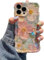 EYZUTAK Handyhülle für iPhone 12 Pro,Bunte Vintage Ölgemälde Blume Handyhülle mit Glitzer Laserblume Hülle Lockiges Wellen Soft TPU Case Ultradünne Silikon Case Stoßfeste Schutzhülle Bumper Cover-Grün