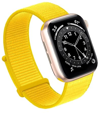 Bifeiyo Compatible with Apple Watch Band 49MM 45MM 44MM 42MM 41MM 40MM 38MM, Women Men Sport Nylon Loop Strap for iWatch Series Ultra 8 7 6 5 4 3 2 1 SE (38/40/41mm,Yellow)
