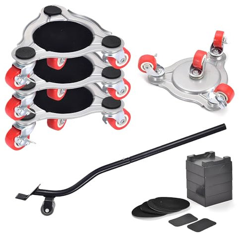 Möbel Transportrollen Set, Möbelrollen mit 4Stck Bewegen Sliders, Möbelroller mit Möbelheber, Möbelgleiter für Schwere Möbel, 360° Drehbare Rollen für Möbel, Mühelosen Verschieben (with Pads)