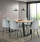 Hallowood Furniture Dudley - Mesa de comedor grande con 6 sillas de tela gris plateado, mesa de comedor moderna de 1,5 m y sillas, mesa de cocina con patas de metal gruesas en forma de U y juego de