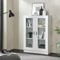 [en.casa] Vitrinenschrank Sorø Bücherregal mit 2 Glastüren und 3 Ablagen Hochschrank aus Spanplatte Schrank für Wohn- und Esszimmer Büro 80x31x115cm Weiß