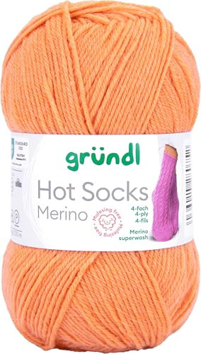 Gründl Sockenwolle Hot Socks Merino - Gewicht 50g, Lauflänge 200m, Nadelstärke 2,5-3, waschbar, ideal für Pullover, Socken Farbe 09