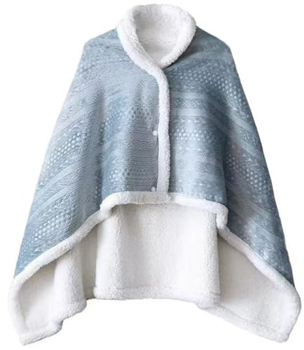 Schoßdecke für ältere Menschen, Kniedecke, tragbarer Poncho, 84 x 119 cm, dick, kleine Fleece-Schals und Umhänge für Winter, Büro, Mittagspause